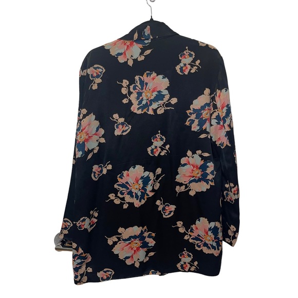 Anthropologie Ett:Twa Black & Pink Floral Tatie Satin Open Blazer Jacket… - Picture 5 of 10